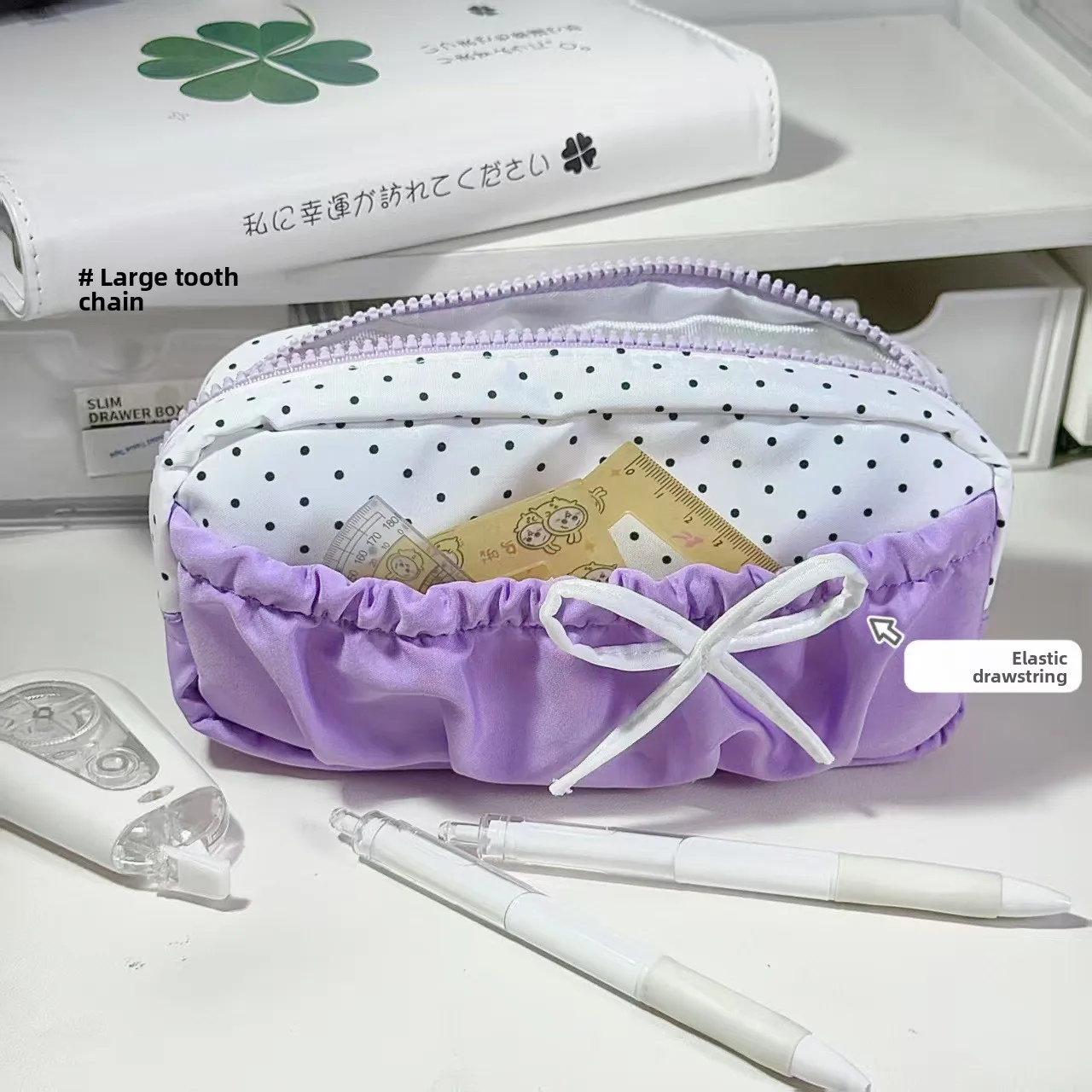 ارتفاع المظهر مستوى بوي الأرجواني نقطة القلم حقيبة جديدة الباليه نمط فتاة القلب سعة كبيرة القرطاسية حقيبة التخزين #5