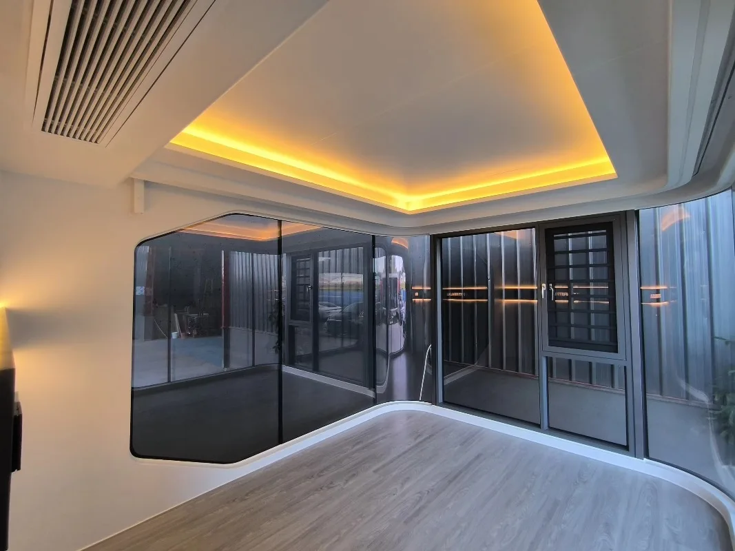 Cabina prefabricada baja prefabricada moderna totalmente renovada para villa de vida móvil, hotel