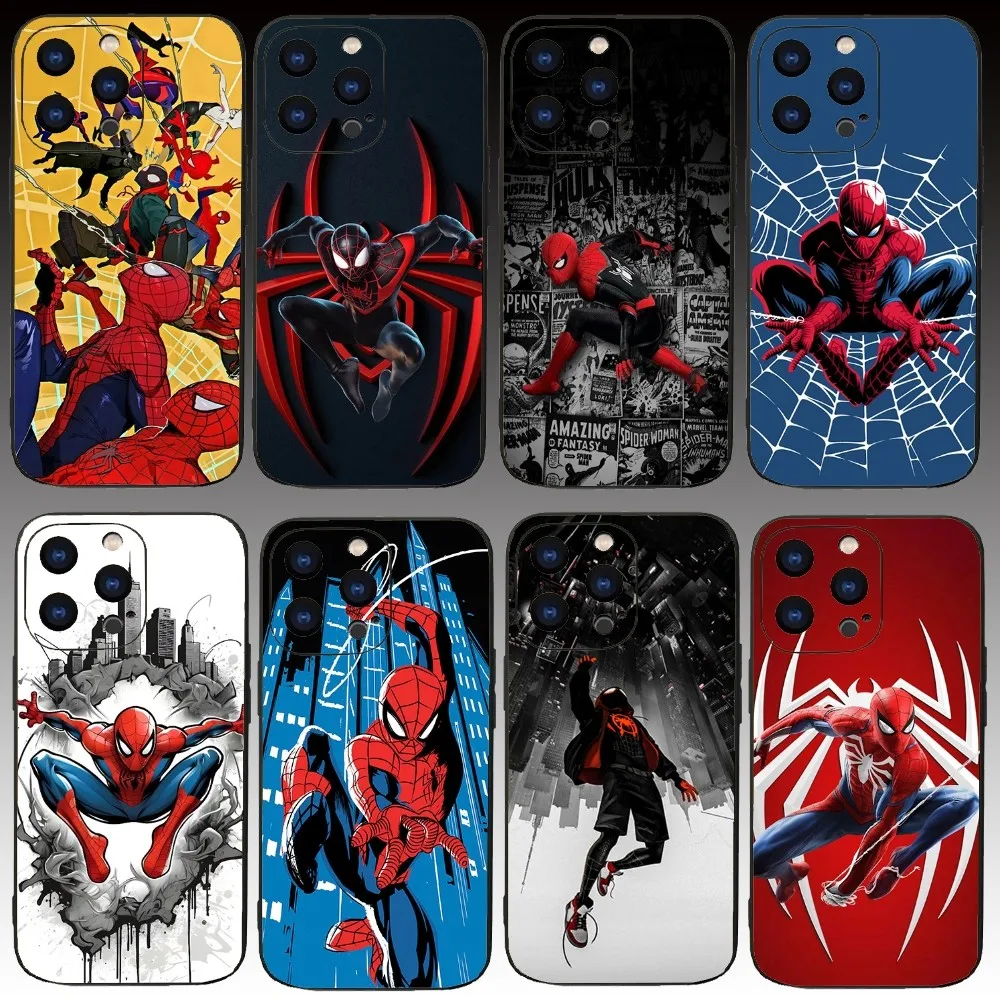 M-Marvel S-Spider-Man Phone Case For Iphone 15 11 13 14 Pro Max 7 8 Plus X Xr Xs Max Se2020 12mini Cover Case