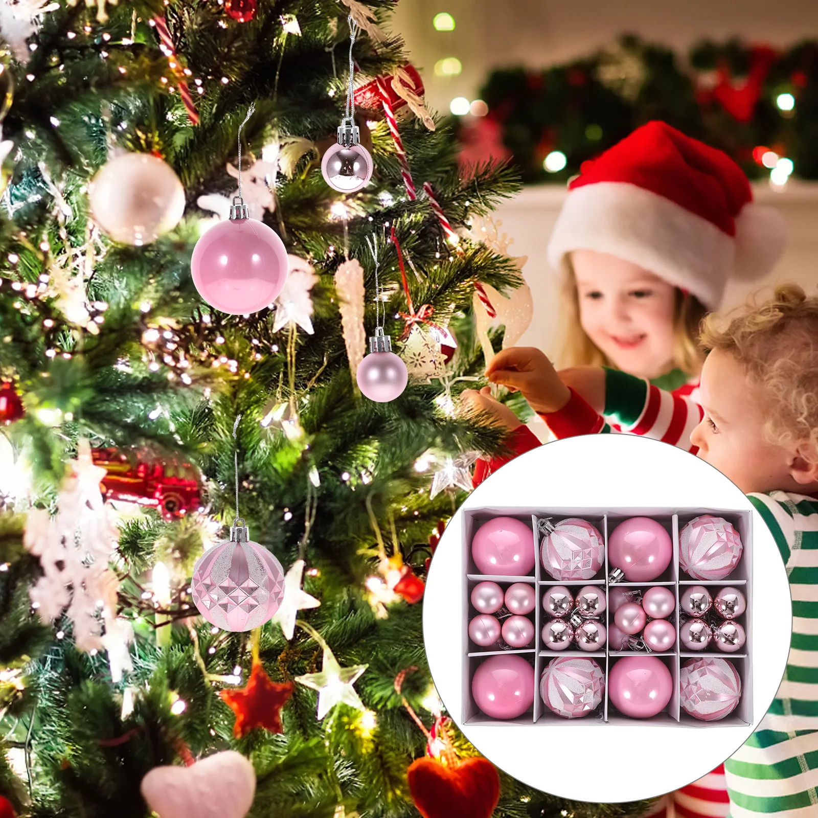 

40pcs Christmas Ornaments Tree Hanging Pendants Plastic Pendant For Party Festival Wedding Decoration Xmas Decoration Christmas