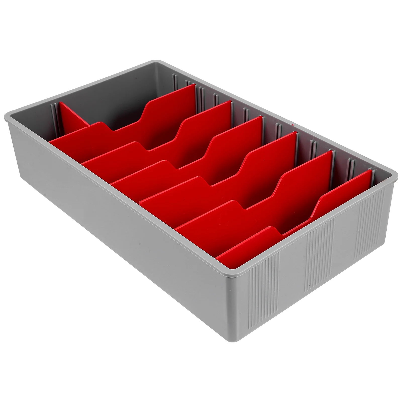 

2pcs Five-grid Cashier Box Upright Money Drawer Red Color Organizing Tray for Office Store Currency Counter Storage Folder