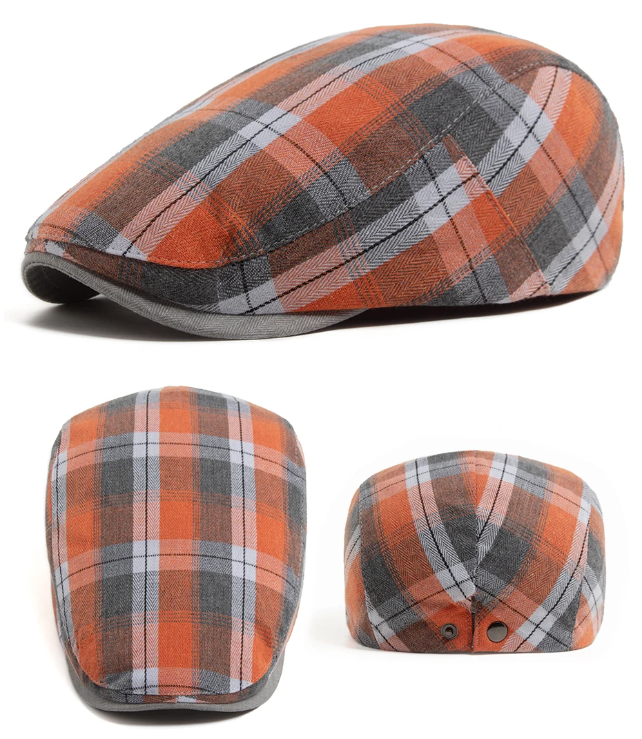 Sommer Plaid Dünne Baskenmütze Frauen Männer Mode Vintage Visier Hut Casual Weibliche Newsboy Caps Retro Flache Kappe Für Frühling Herbst Neue – Detail 7