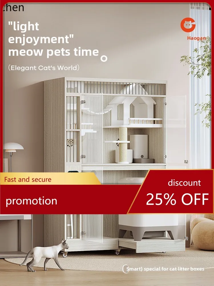 HT cat cage, fresh air cat villa home interior cabinet can put intelligent automatic cat litter box