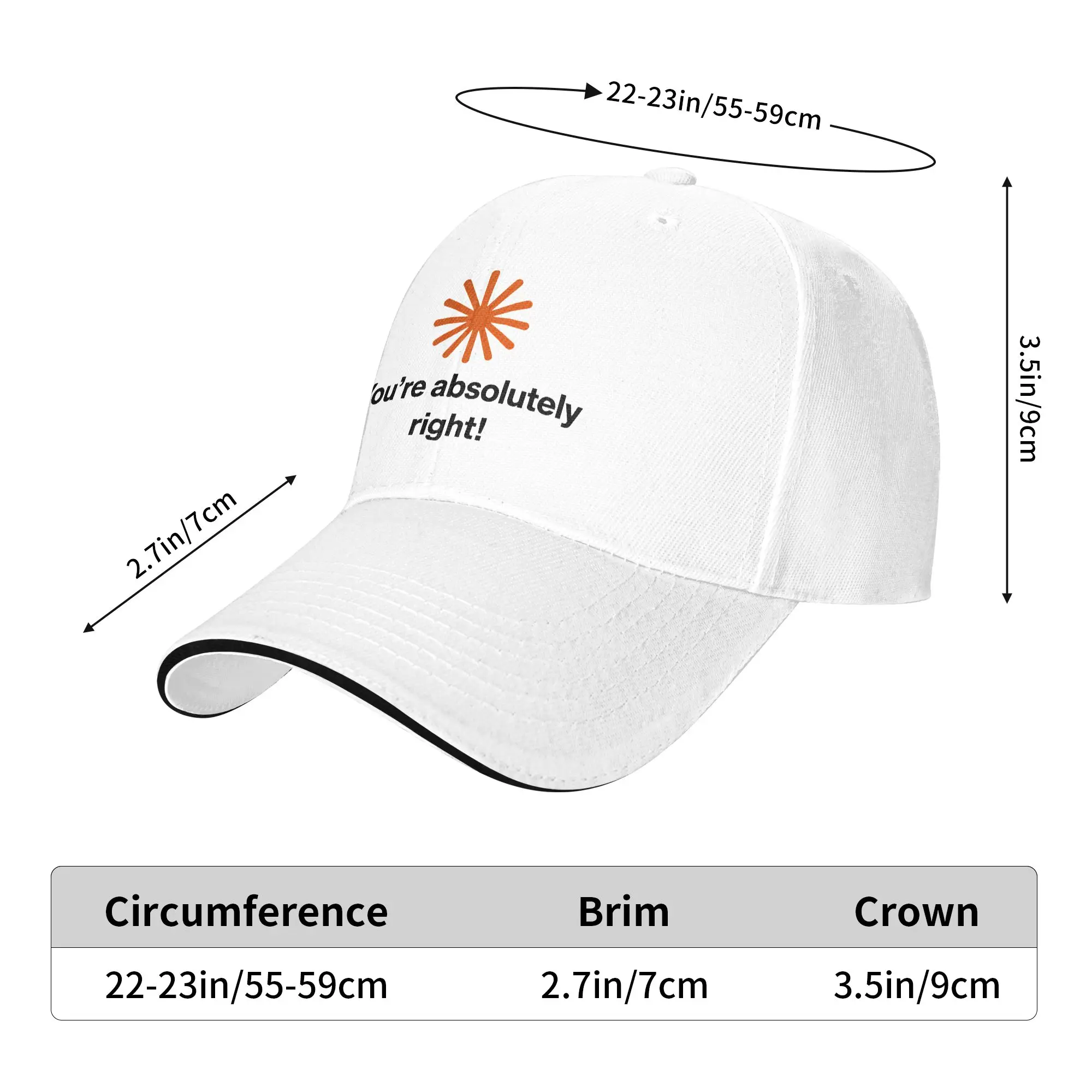 Claude You're Absolutely Right Casual Baseball Cap Outdoor Sports Hip Hop Hats Summer Sun Visor Couple Women Trendy Snapback Cap