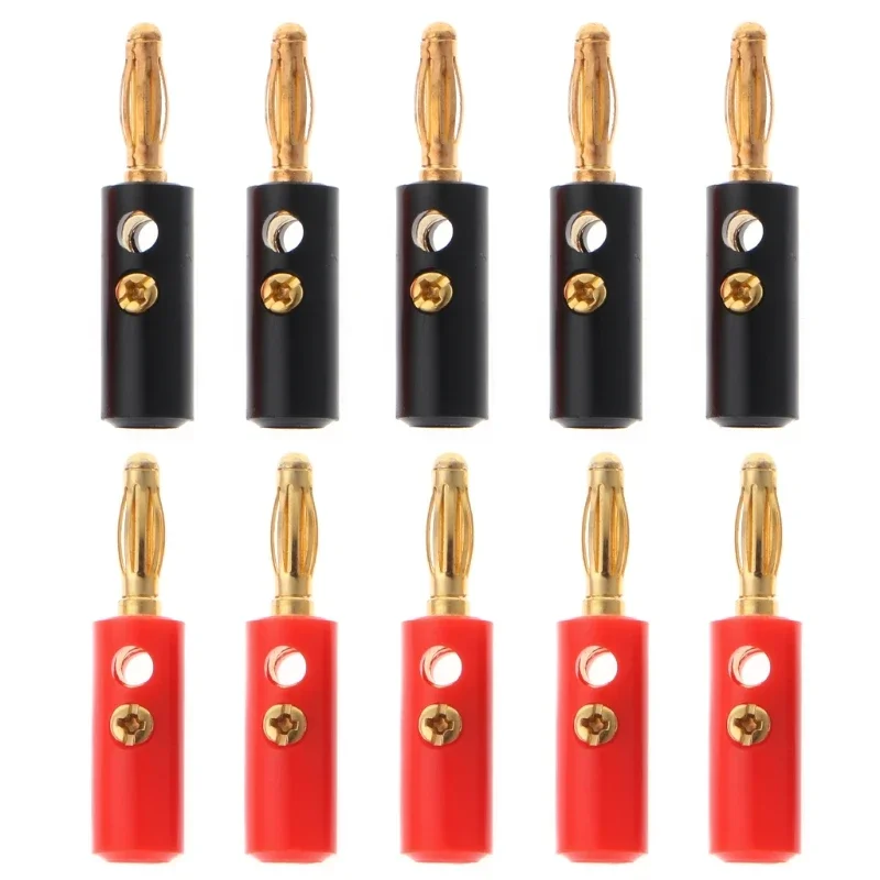 10pcs Banana Speaker Plugs Silver 4mm Banana Plug Connector For Audio Video Speaker Cable Adapter Terminal