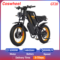 GT20 Electric Bike 1000W Motor 48V25AH Lithium Battery 20*4.0 Inch Fat Tire Snow E-bike Adult Hydraulic Brake Electric Bicycle