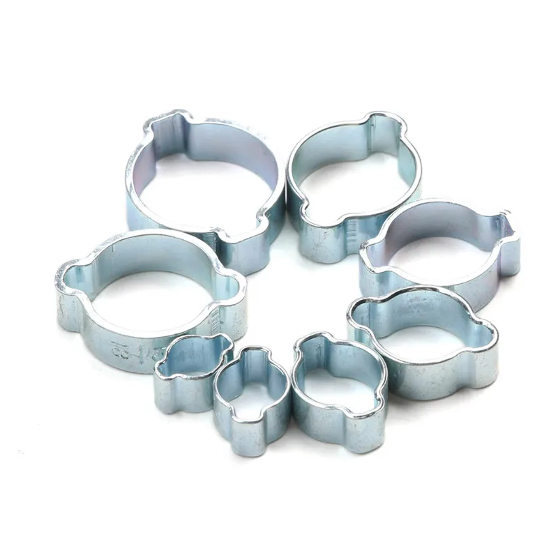10Pcs/Set Hose Clamp Double Ears Clamp Worm Drive Fuel Water Hose Pipe Clamps Clips Hose Fuel Clamps