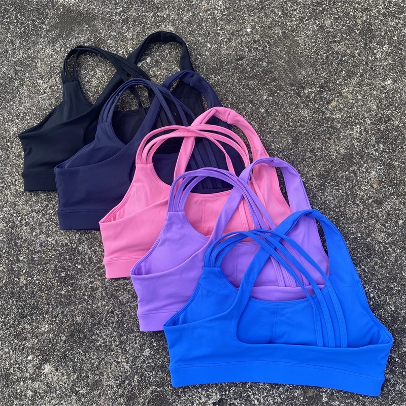 

Cross Straps Sports Bra Women Gym Workout Crop Top Yoga Vest High Impact Fitness Bralette Push Up Running Underwear With Padded