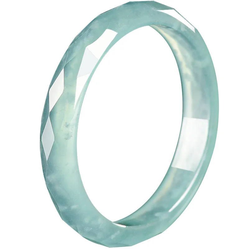 

S Blue Myanmar Jadeite Ring Designer Charm Emerald Real Burmese Jade Fashion Talismans Carved Gemstone Accessories Stone Amulet