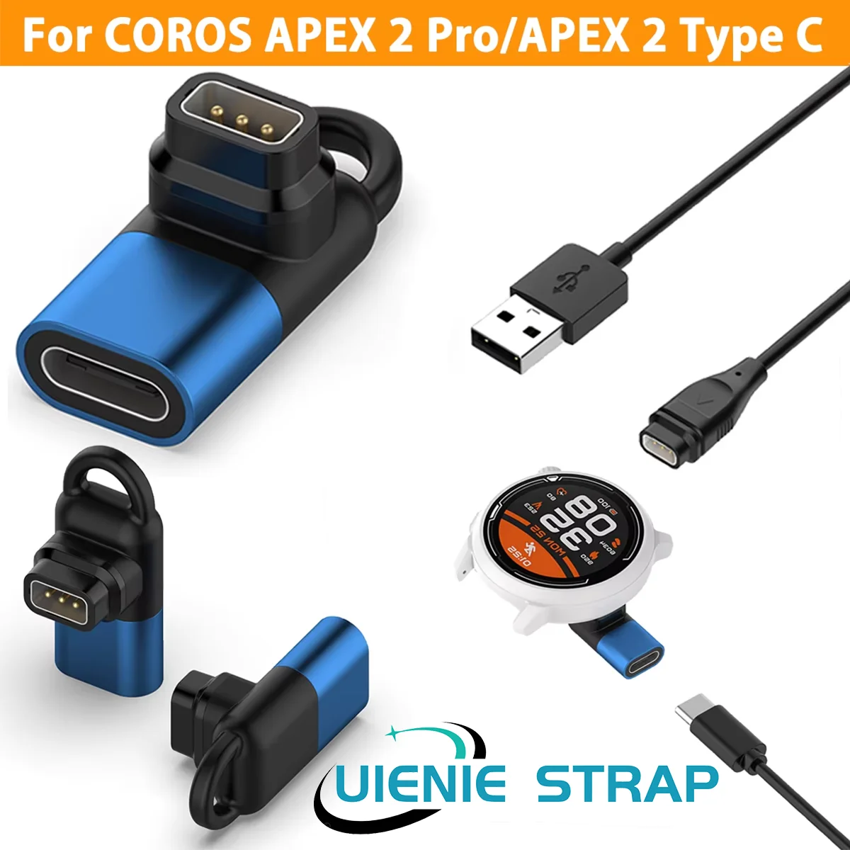 For COROS PACE 3 2 Type C Charging Cable USB Portable Adapter for Coros APEX 2 pro APEX 42mm 46mm VERTIX Dock Adapter