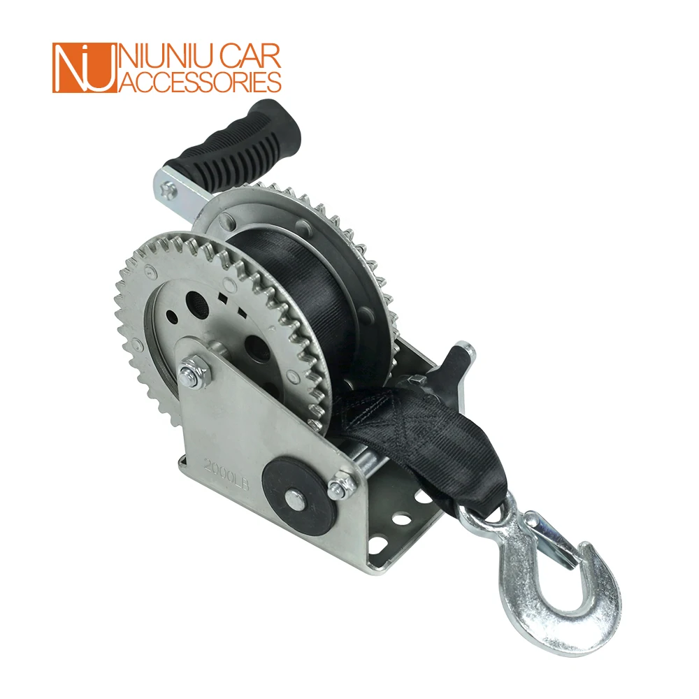 High Quality Hand Winch CAP 2000 LBS / 900 KG 6.1M Extra Long Synthetic Strap Webbing Car Boat Trailer