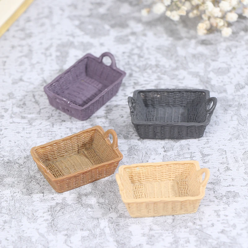 1 :6 1: 12 Dollhouse Miniature Bread Basket Simulation Food Model Toys DollHouse Decoration Kitchen Accessories