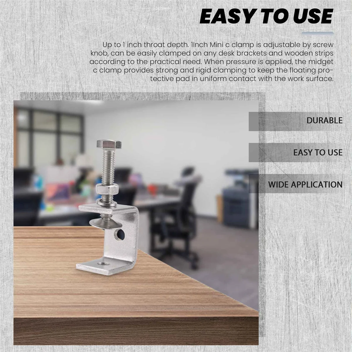 A06K 6Pcs C Clamps,U Clamps for Metal Working, Small Desk Clamp with Stable Wide Jaw Opening & Protective Pads/I-Beam Design