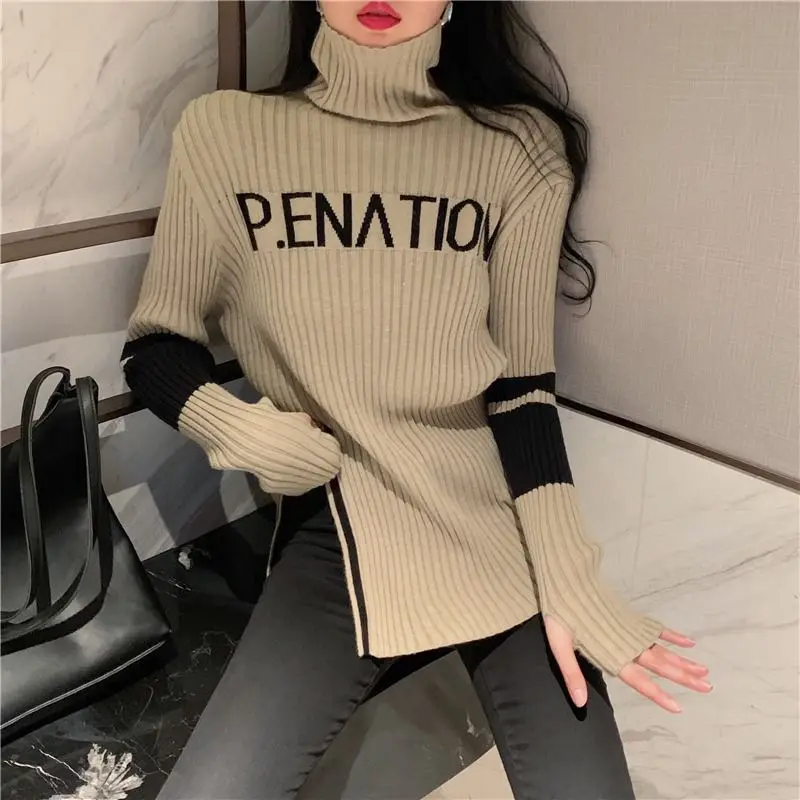 Autumn Winter Thin Undercoat Casual Long Sleeve Tops Ladies Fashion Turtleneck Pullovers T-Shirts 2023 New Women's Clothing