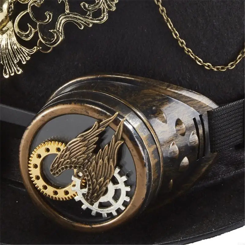 Retro Top Hat Steampunk Hat Hat Halloween Hat Gear Chain Deer for Head Goggles Performance Hat for Halloween Party 6XDA