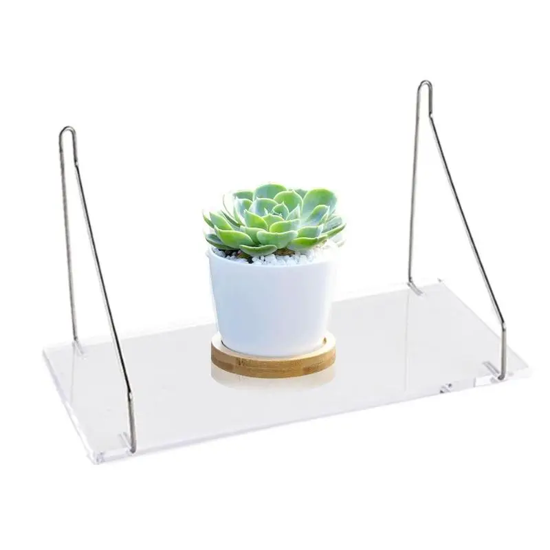 

Acrylic Floating Shelves Wall Mounted Storage Rack Shelf Clear Thick No Punching Float Display Stick Bathroom Kitchen Organizer