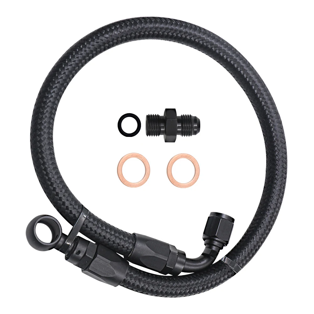 Black Braided Fuel Line Hose with 6AN Tube Adapter Fitting for Honda Civic EK B/D Series 1988-2000