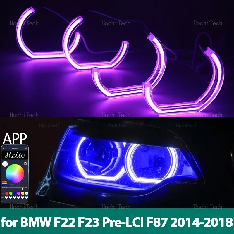 

Приложение Пульт дистанционного управления в стиле DTM RGB Ring Angel Eyes Светодиодные кольца для BMW 2 серии F22 F23 F87 2014-2018 218i 220i 228i 218d 220d