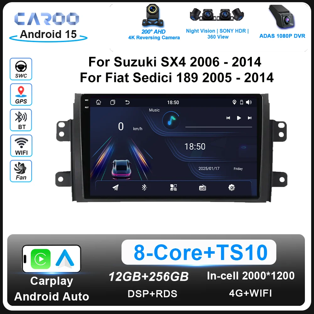 

Android 15 Car Radio Stereo For Suzuki SX4 2006 - 2014 For Fiat Sedici 189 2005 - 2014 Auto Multimedia Player Navigation Carplay