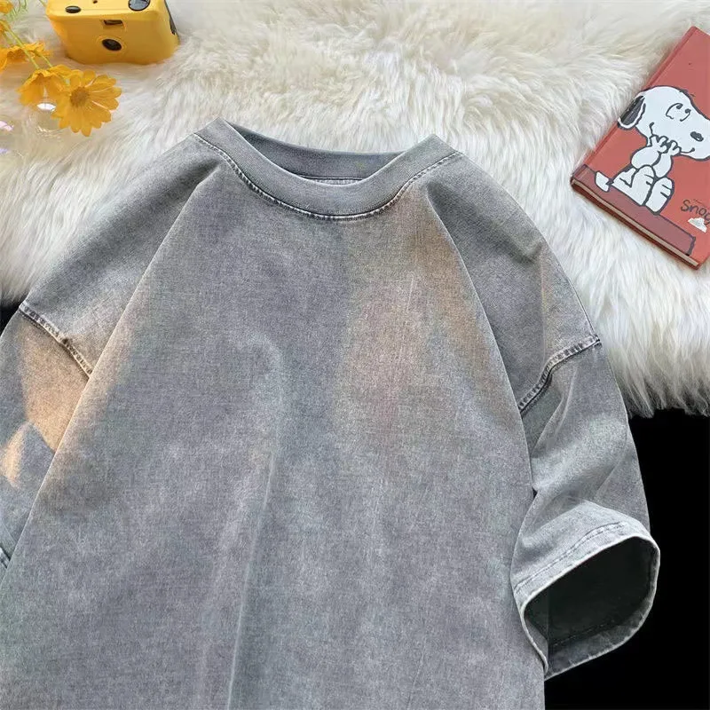 Quality Oversized Acid Washed T Shirt men Vintage T-shirts Streetwear Mineral Wash Tee Shirts boy Woman Loose Luxury Brand Tops image 5