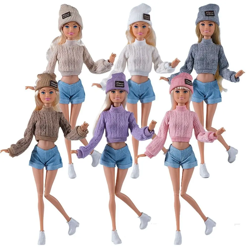 Płaszcz wełniany dla lalek, akcesoria DIY z butami, kapeluszem, ubraniami do przebierania, mini ubrania zimowe dla lalek 1/6 BJD 28~30cm, lalek 11.5".