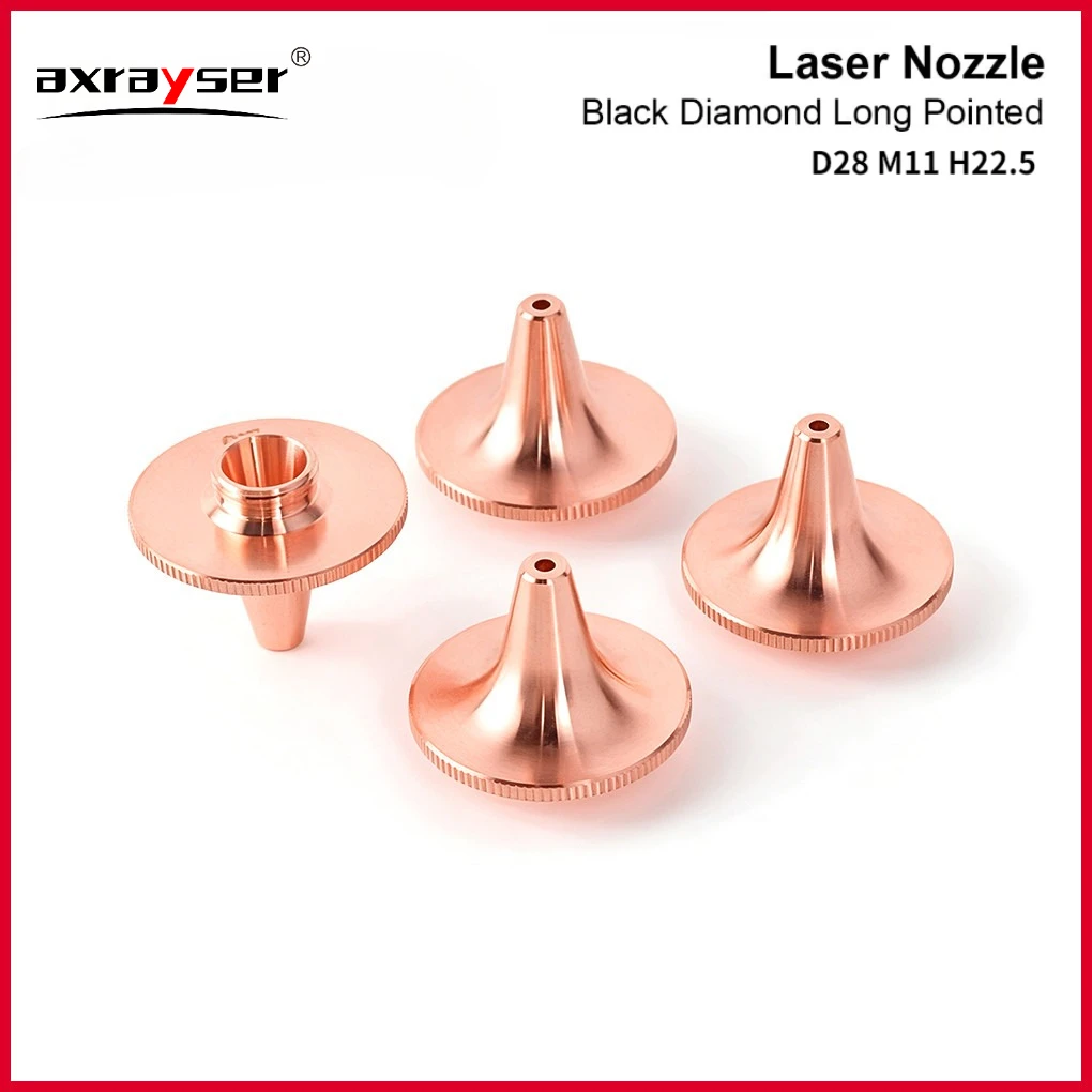 Laser Nozzles M11 H22.5 D28 Black Diamond Long Pointed Nozzles Caliber 1.0-5.0 for Fiber Laser Cutting Head