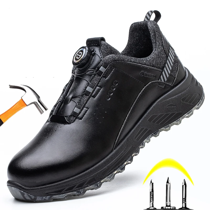 Rotating Button Security Protective Boots Men New Safety Shoes Men Anti-smash Anti-puncture Work Shoes Fashion Men Sport Shoes