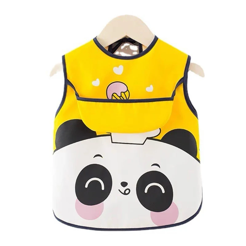 Baby Kids Toddler Long Sleeve Scarf Waterproof Art Smock Feeding Bib Apron Pocket Infant Boys Girls Burp Cloth Bandana Bibs