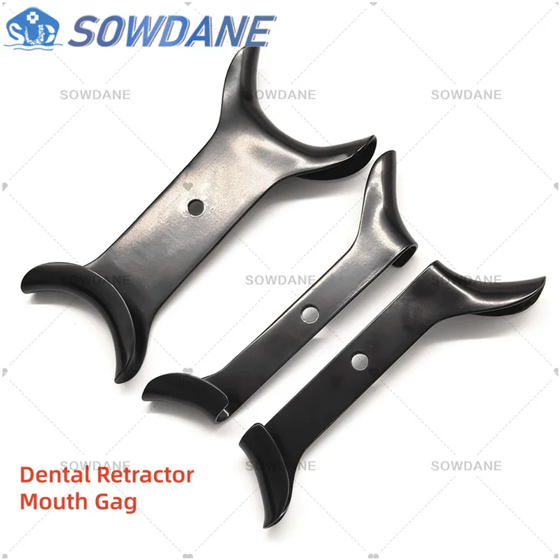 Dental Orthodontic Double Ends Teeth Retractor Half Lip Retractors Mouth Gag Opener Black Coated Dentist Tooth Whitening Tool