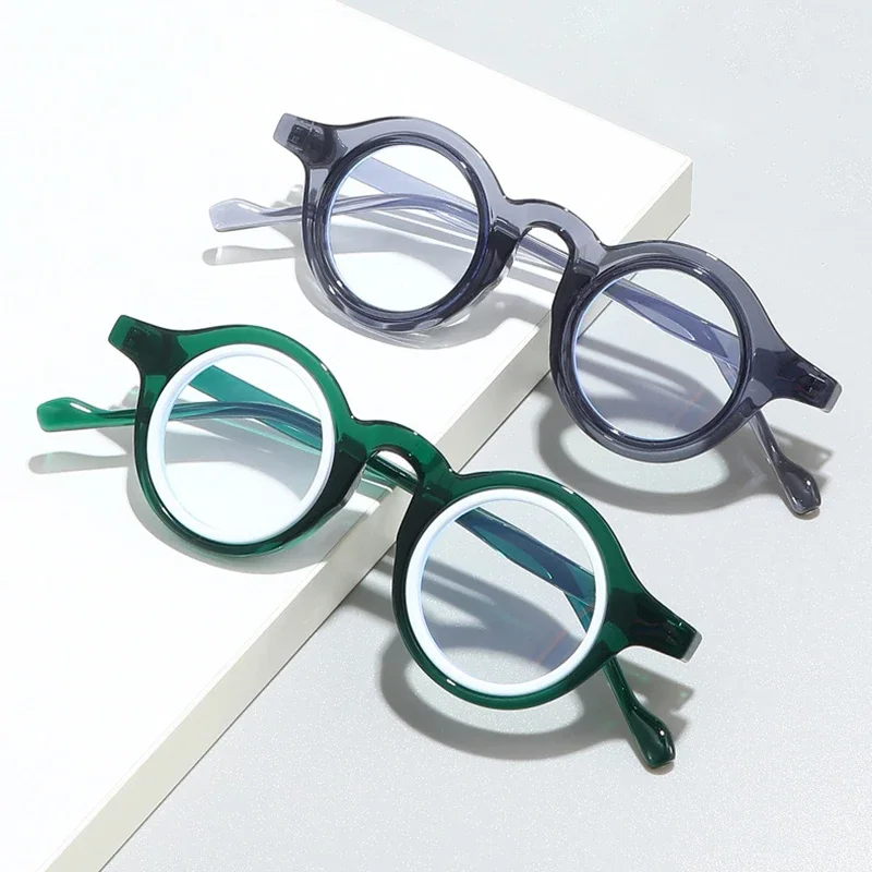 JNPCXI New Fashion Small Round Double Color Women Leopard Glasses Frame Retro Punk Men Clear Lens Eyewear