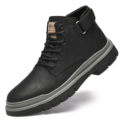 Luxury Genuine Leather Laced Desert Boots Men Shoe Brand Leather Handmade Designer Ankle Boots Fashion Outdoor Round Toe Boots