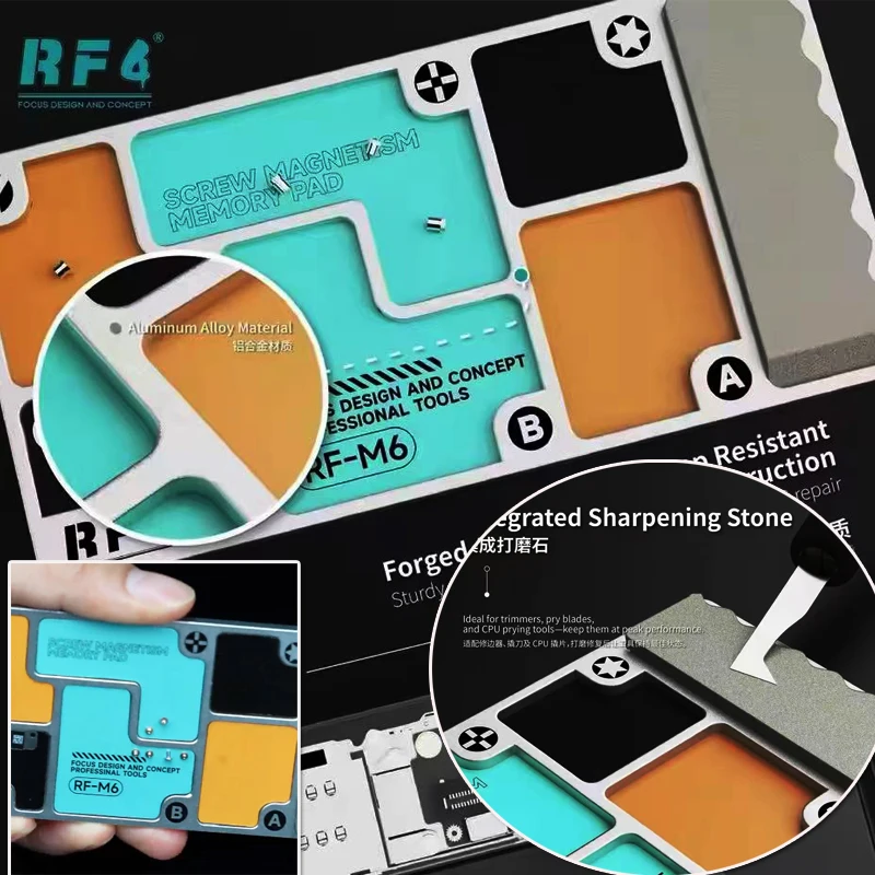 

RF4 RF-M6 Алюминиевый магнитный органайзер для хранения винтов и мелких деталей для ремонта телефонов и компьютеров, портативный магнитный контейнер для инструментов для ремонта телефонов