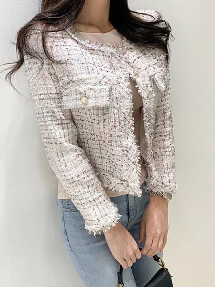 Primavera outono nova versão coreana moda elegante em torno do pescoço aberto cardigan casaco feminino curto engrossado lã malhas jaquetas