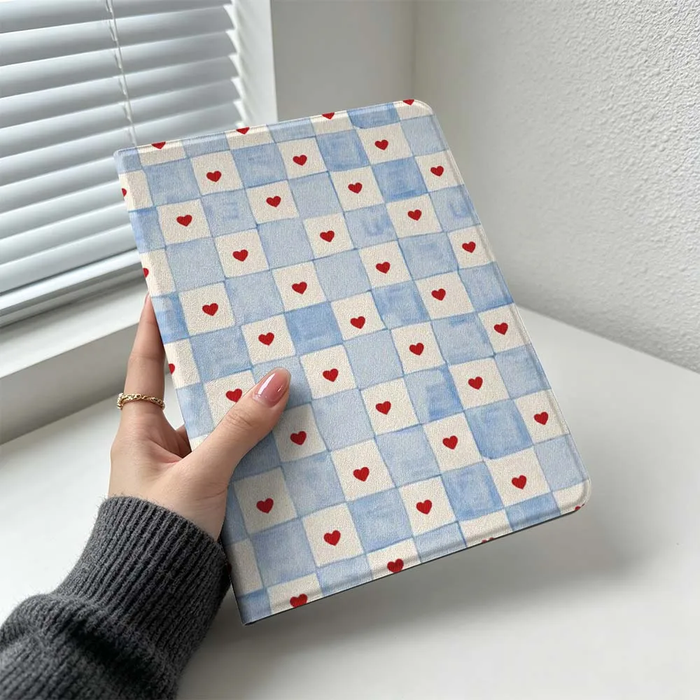 Cartoon Heart Plaid Pattern Cover For Huawei MatePad MediaPad MagicPad Honor Pad 10 9 8 X10 X9 X8 Pro Soft Inch Tablet Case