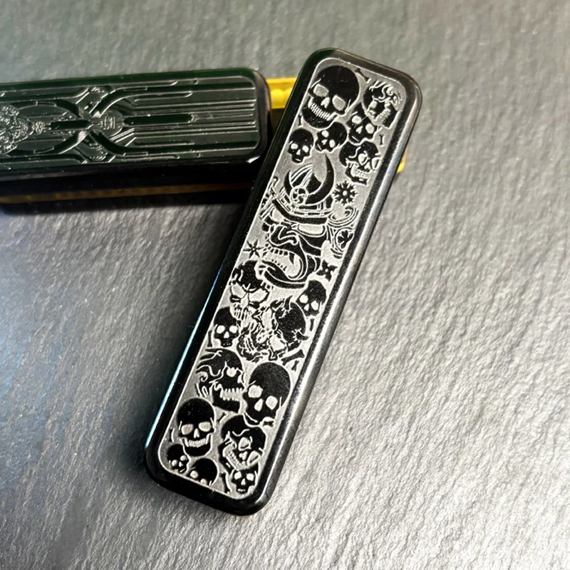 Deslizador Demonic Fidget EDC de acero inoxidable, deslizador de empuje mecánico, Spinner para adultos, alivio del estrés y relajación, juguetes