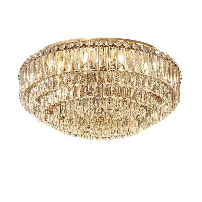 Get This Gold Mirror Stainless Steel Crystal Ceiling Chandeliers for Living Room Dining Room Decoration Lamparas De Techo