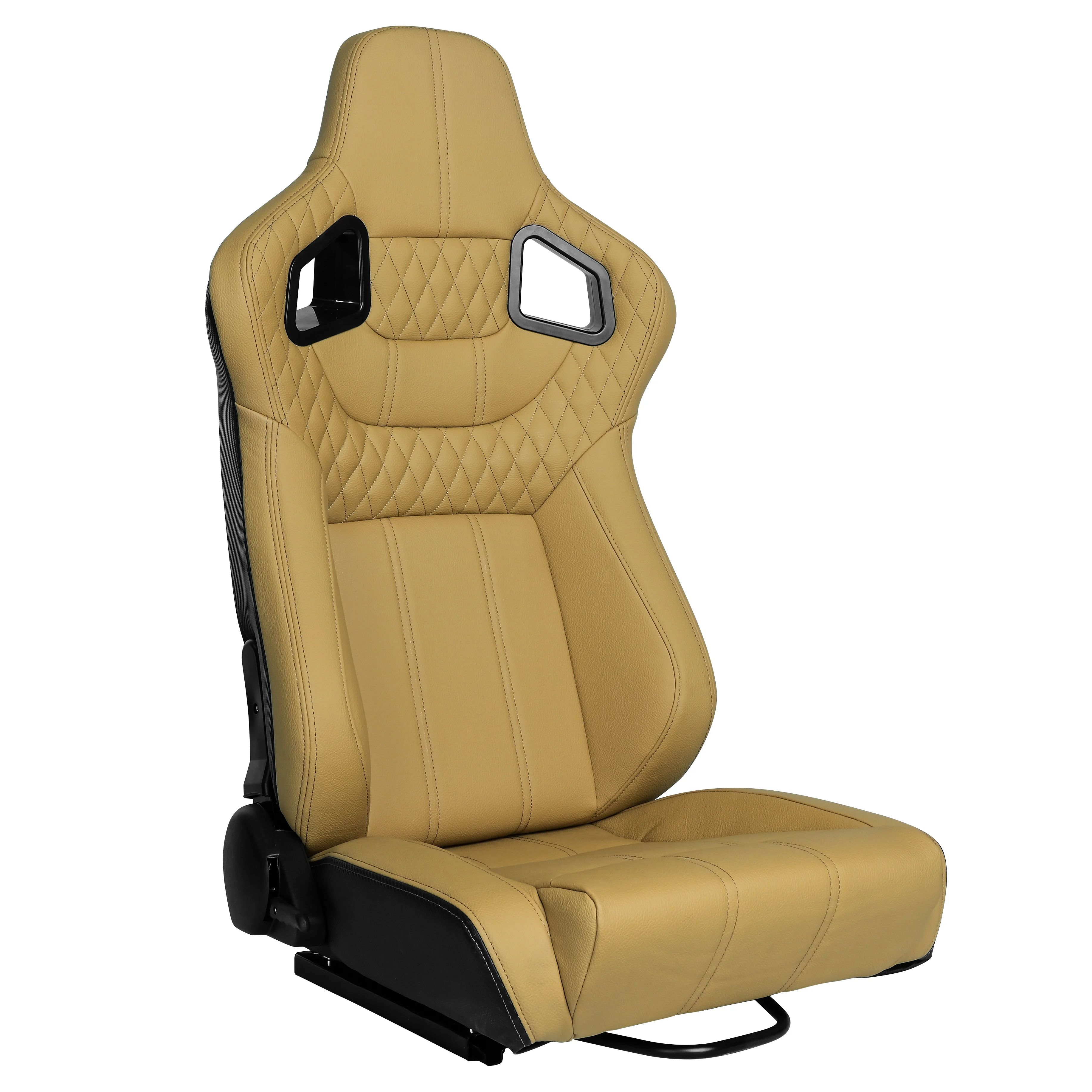 9005 Beige Adjustable High Quality Leather Car Vehicle Sport Single Slider Universal Bucket Racing Seats