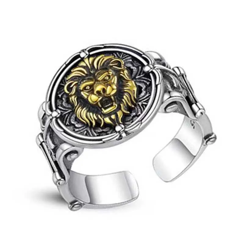 New Vintage Animal Owl Tiger Sniffing Gold Rings For Men Punk Domineering Street Hip-Hop Adjustable Ring for Women Jewelry Gifts