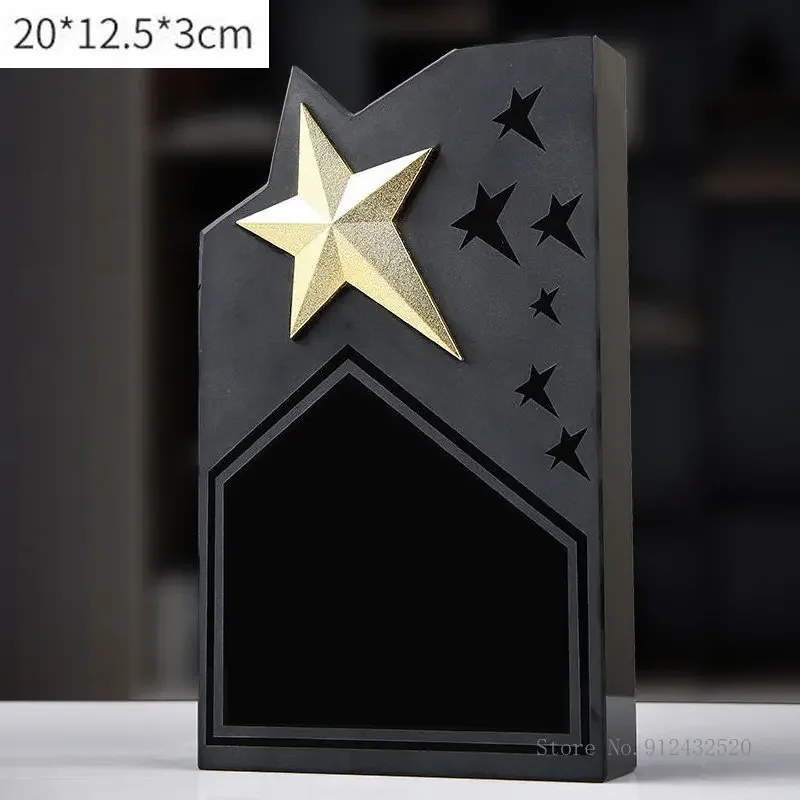 Customized Creative Pentagram Medal, Team Annual Meeting Sales Honor Awards, Home Decorations, Free Engraved Crystal Trophy, 1PC view 6