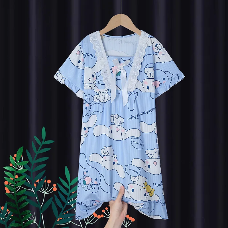 Girls' Pajamas Summer Jacquard New Children's Pajamas Breathable Lace Middle and Big Children's Home Clothing