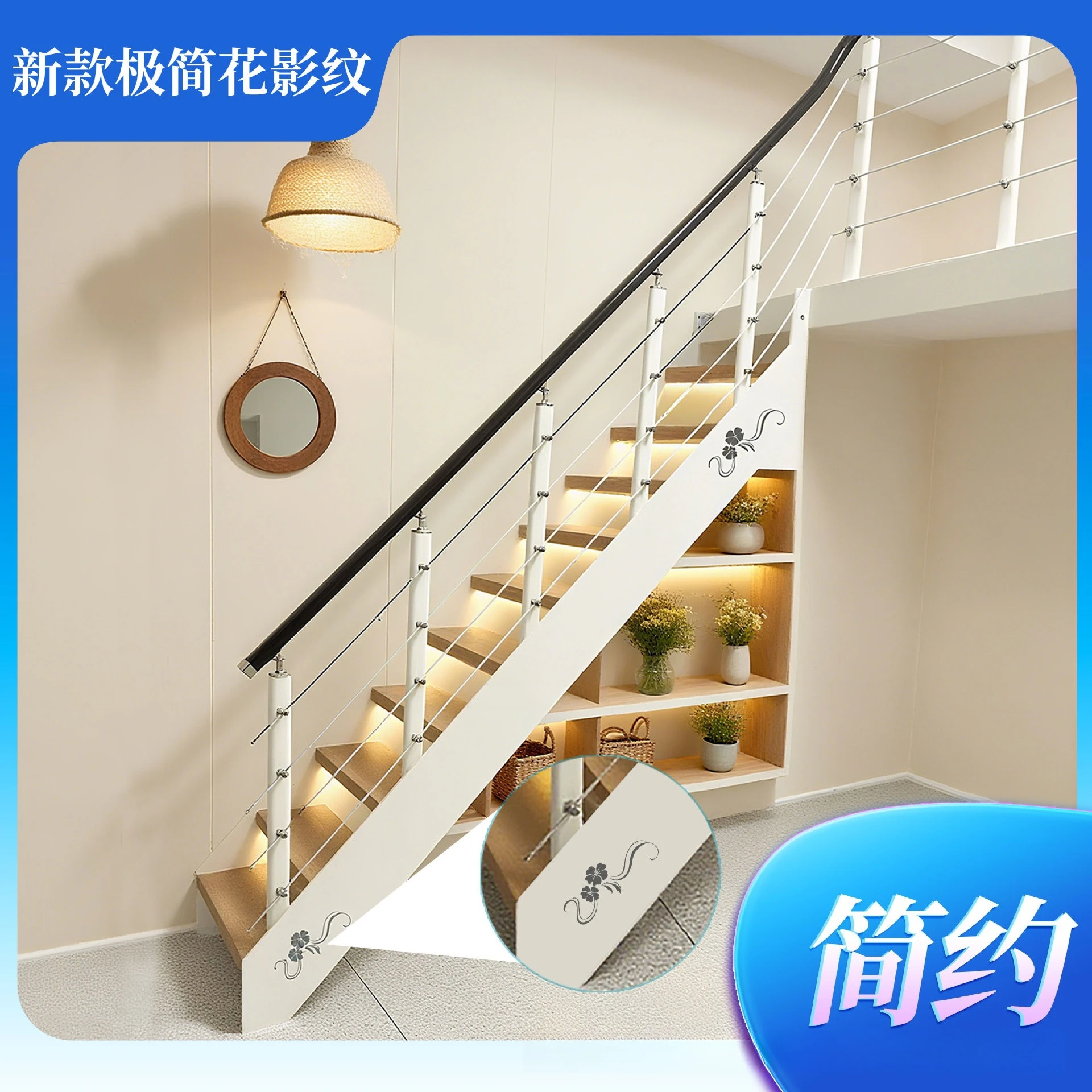 Double Beam Steel Wood Staircase Loft Rotating Finished Floor Steel Plate Leap Villa Apartment Handrail Glass Staircase