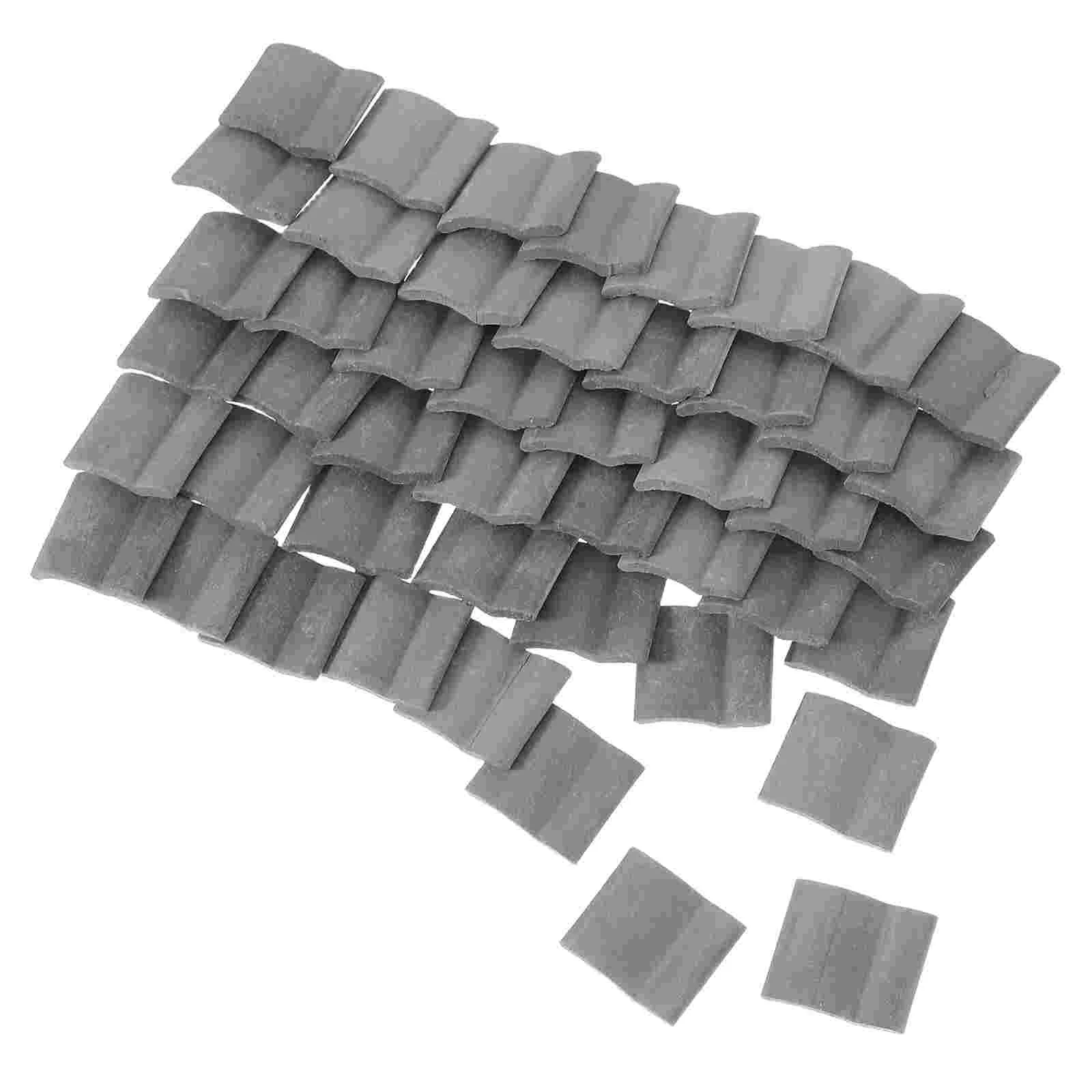 

50 Pcs Micro Landscape Sand Table Miniature Tiles Dolls House Roof Building Model Grey DIY Models