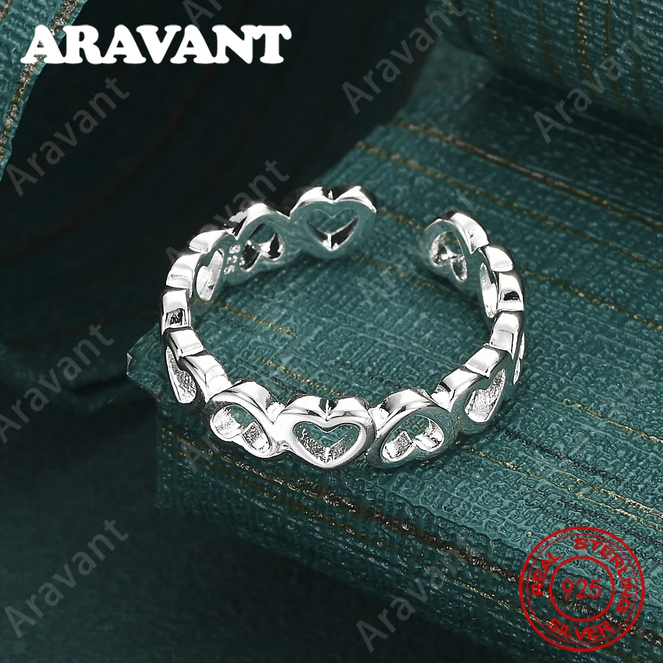 925 Sterling Silver Openwork Heart Ring - Exquisite And Cute Wedding Party Jewelry For Women
