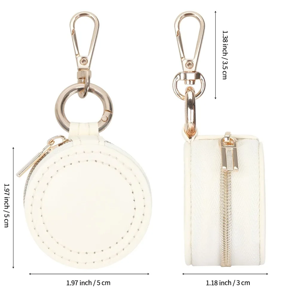 Mini Portable Jewelry Storage Bag Necklace Ring Earring Organizer Storage Case With Keychain Round Minimalist Jewelry Box Women