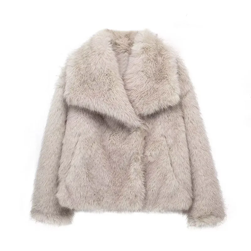 Fur & Faux Fur Feminine Elegance Lapel Short Fur Coat 2025 New Winter Women Fur Fashion Temperament Warm Women Fur Coat Top H206