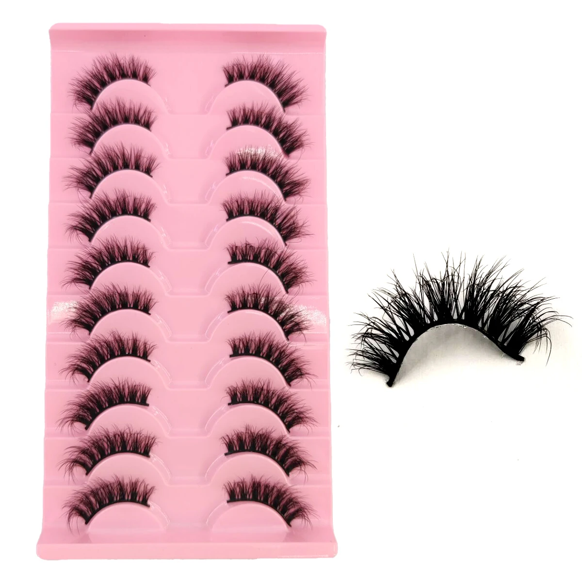 AMSDCN nouveau cils à sangle Invisible à usage naturel 10 paires de cils de vison artificiel 3D extension de cils à tige transparente courte