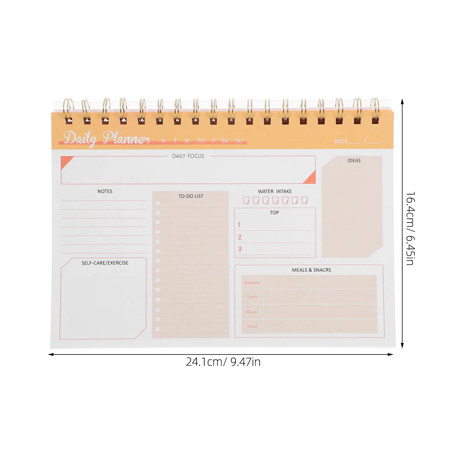 Spiral-Bound Daily Planner Notepad for Schedule Planning, Appointment Tracking, Study & Work Organization