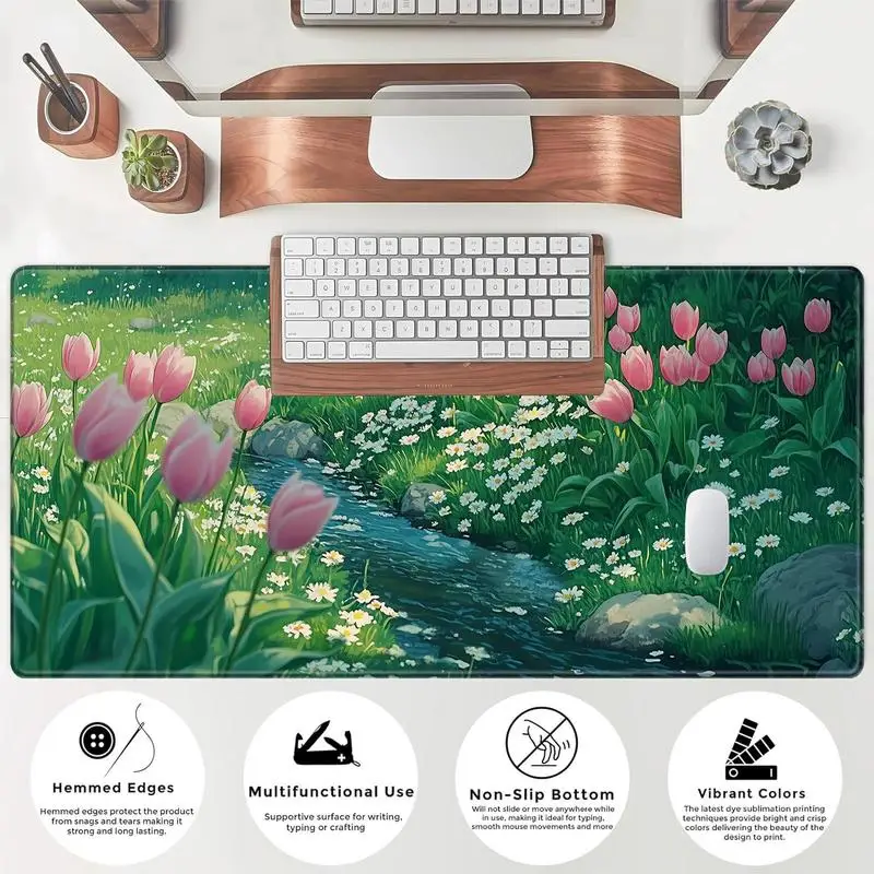 Brand Floral Iron Art Gaming Mouse Pad Large Rectangular Desk Mat Keyboard Cover Smooth Surface
