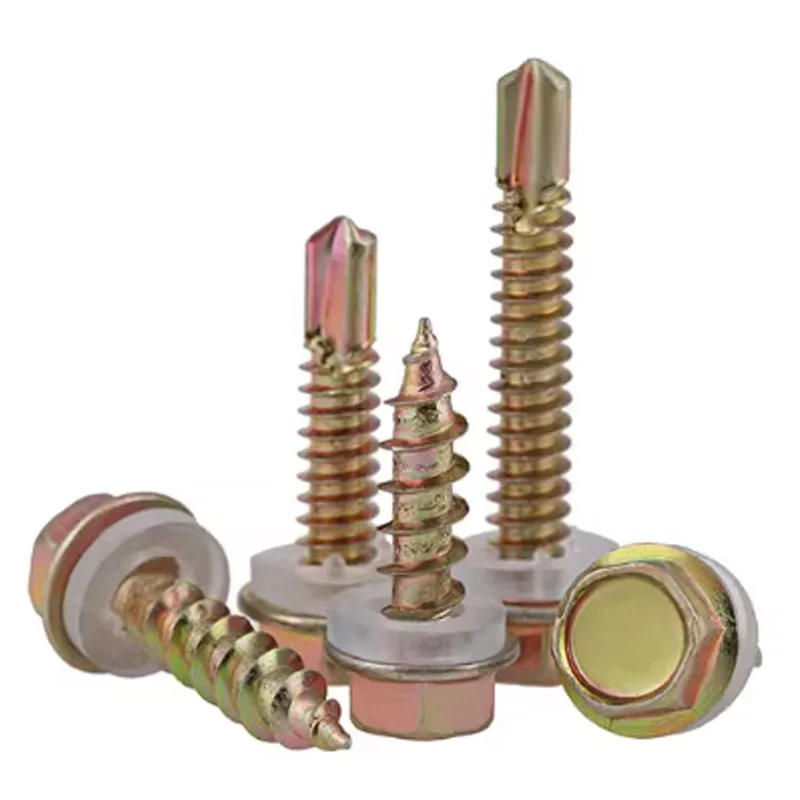 10 قطعة M5.2 5.2 مللي متر رأس سداسي خارجي مع غسالة برغي حفر ذاتي مطلي بالزنك-برغي خارجي سداسي ذاتي التنصت #4