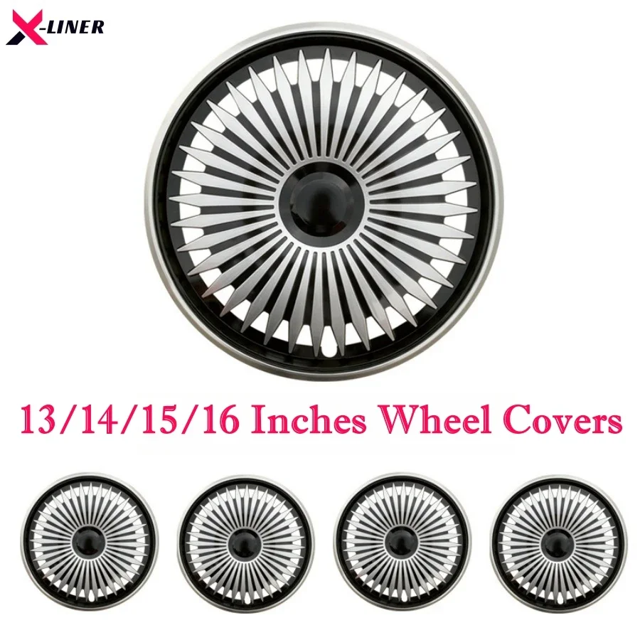 4PCS Durable Car Hubcap Wheel Covers ABS Plastic Auto Snap On Wheel Cover Kit 13 Inch 14/15/16 Inches Silver Blue Red